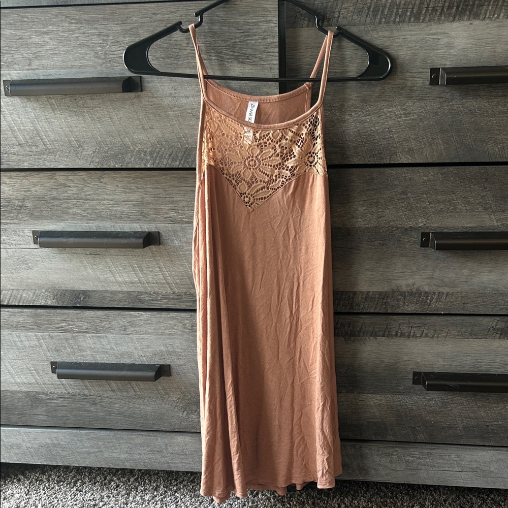 Signature Tan Lace Slip Dress